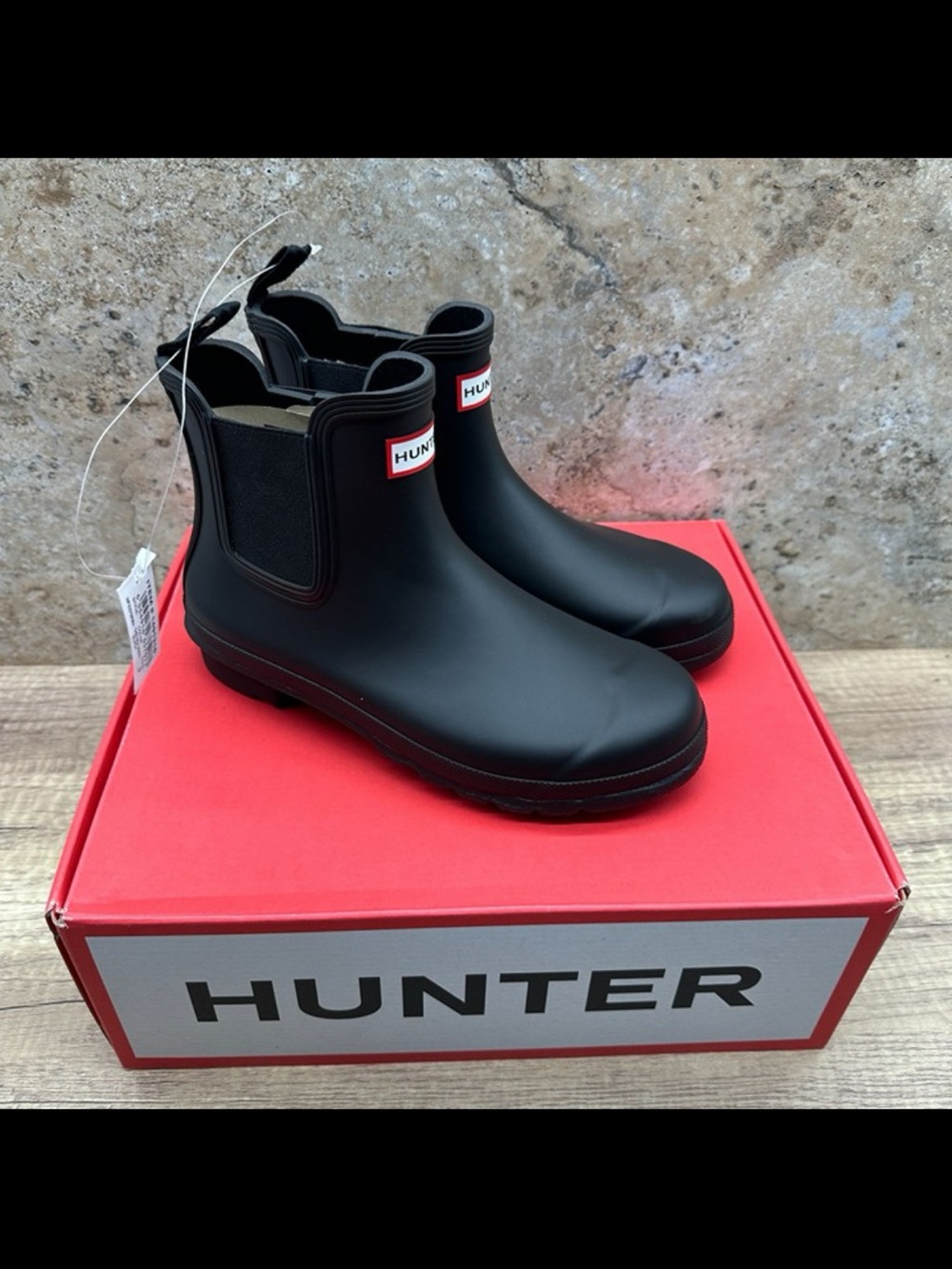 Hunter Black Chelsea Rain Ankle Boots